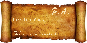 Prolich Anna névjegykártya